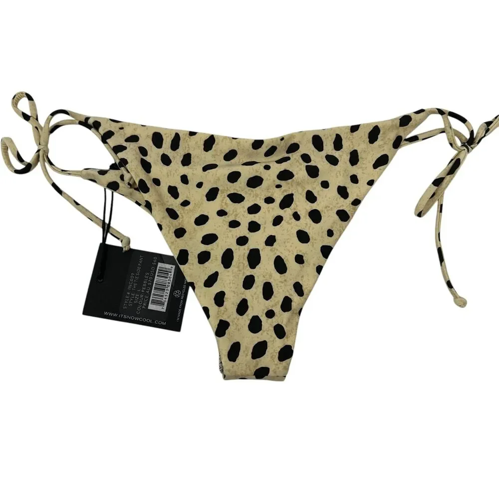 It's‎ Now Cool Beige Black Pebbles The Tie Side Pant Bathing Suit Bottom Size L